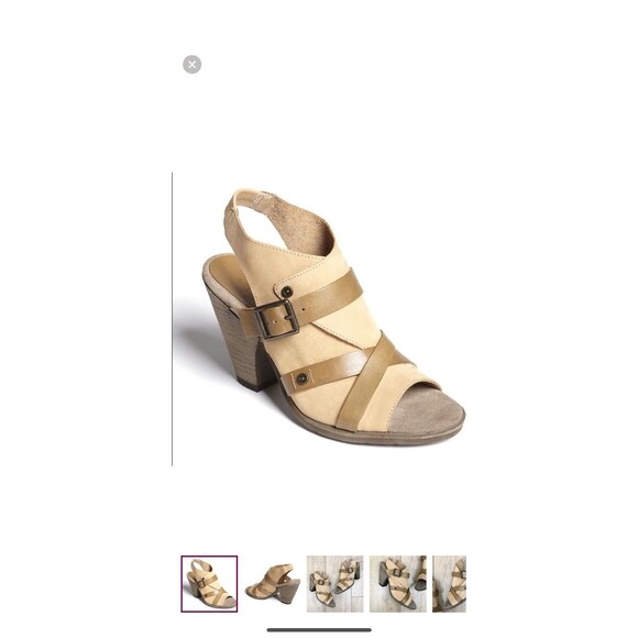 OTBT Delhi Wrap Buckle Strap Slingback Pump Taupe Leather Heels Open Toe Sz 6M - Picture 1 of 7